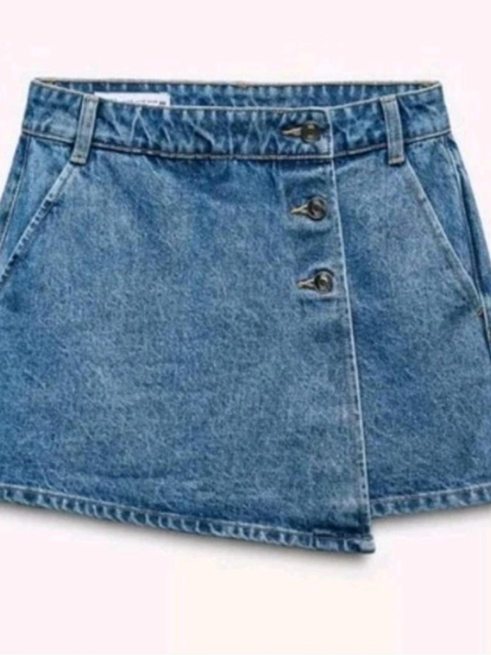 Zara Light Blue Denim Skirt with Contrast Stitching